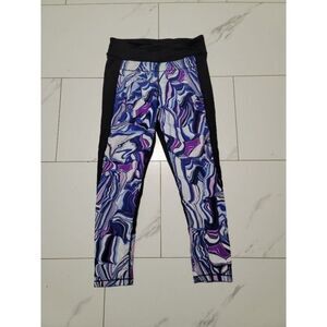 ~ womens blue & purple swirl calvin klein performance athletic capri leggings